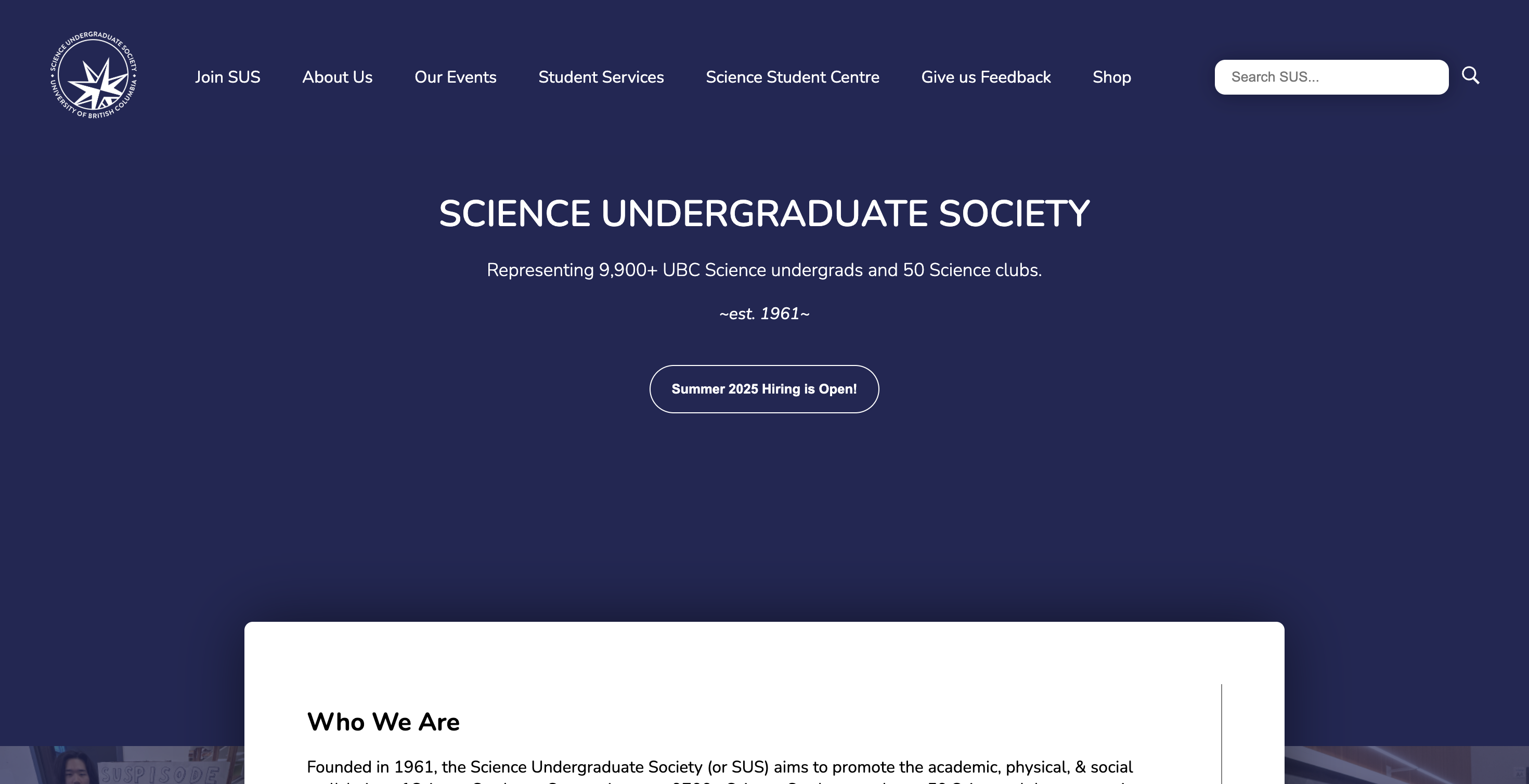 SCIENCE UNDERGRADUATE SOCIETY MOCK WEBSITE